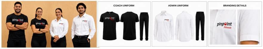 Pinpoint Fitness branded staff uniforms